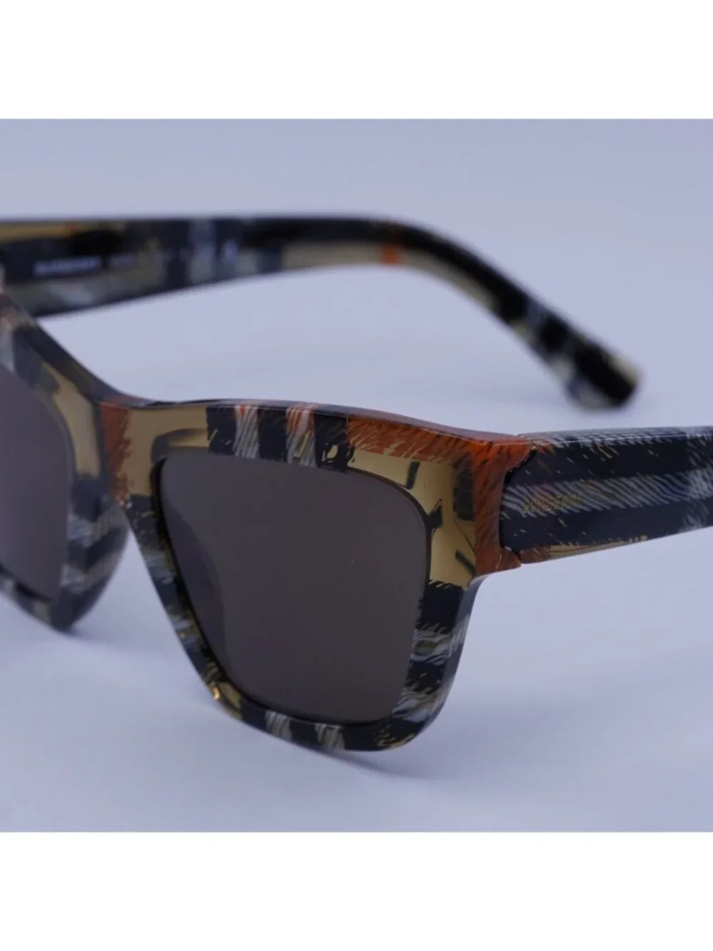 Burberry BE4449 4146/73 Square Sunglasses Check Sand Frame, Grey Lenses
